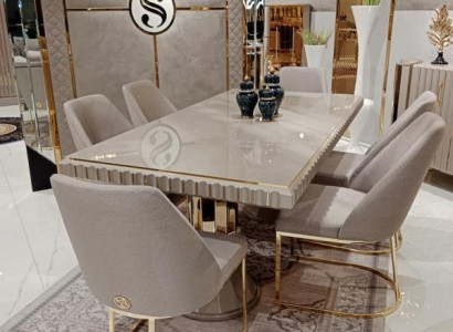 Modern Möbel Set 6x Stühle Esszimmer Polster Stühle Textil Stuhlgruppe